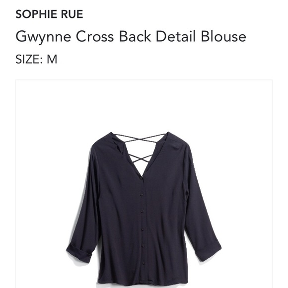 Sophie Rue Cross Back Detail Navy Blouse - Picture 1 of 12